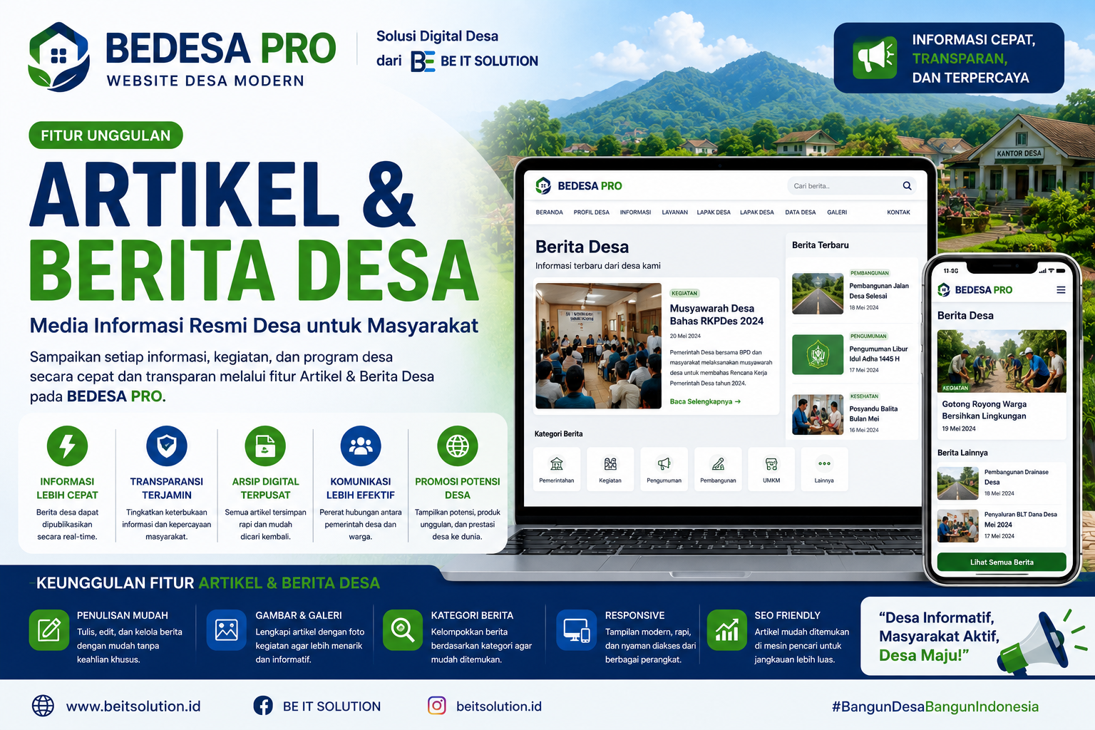 Fitur Artikel & Berita Desa pada BEDESA PRO
